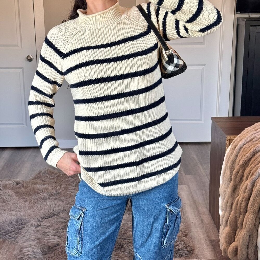 Y2K Talbots Striped Knit Sweater Piratecore Fisherman Nautical Pullover SP